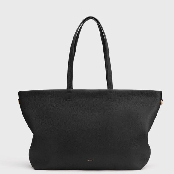 Cuyana Classic Zipper Black Tote Bag with Crossbody Strap with Insert - Picture 1 of 6